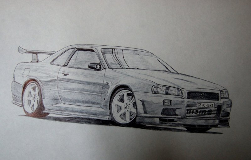 Nissan Skyline r32 карандашом