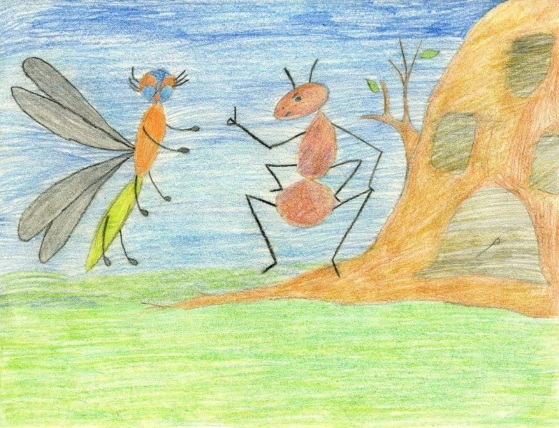 Рисунок на тему басни Крылова