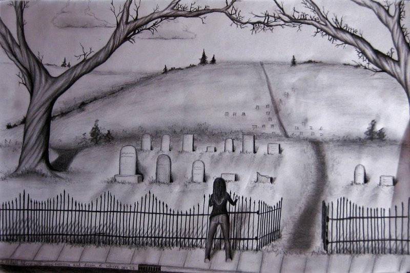 Кладбище рисунок