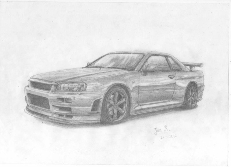 Ниссан Скайлайн r34 рисунок