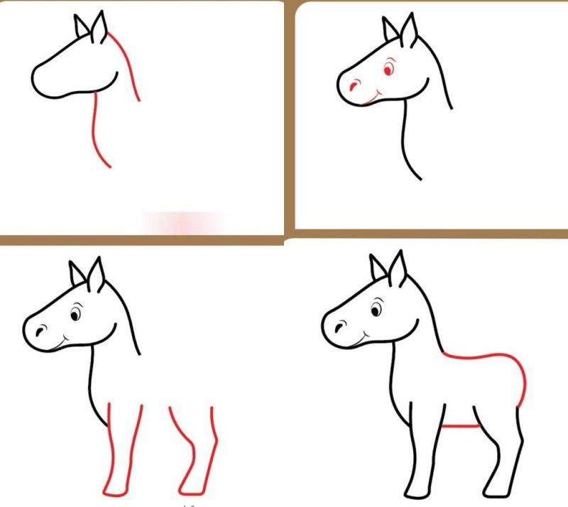 Рисование лошадей для детей