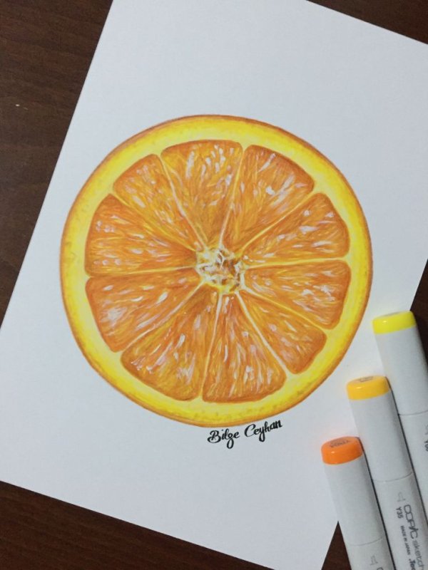 Апельсин маркерами