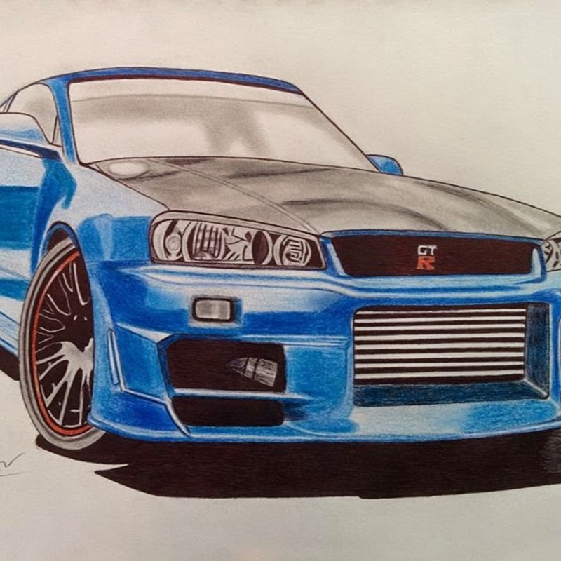 Nissan Skyline GTR r34 карандашом