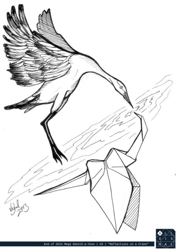 Журавль рисунок