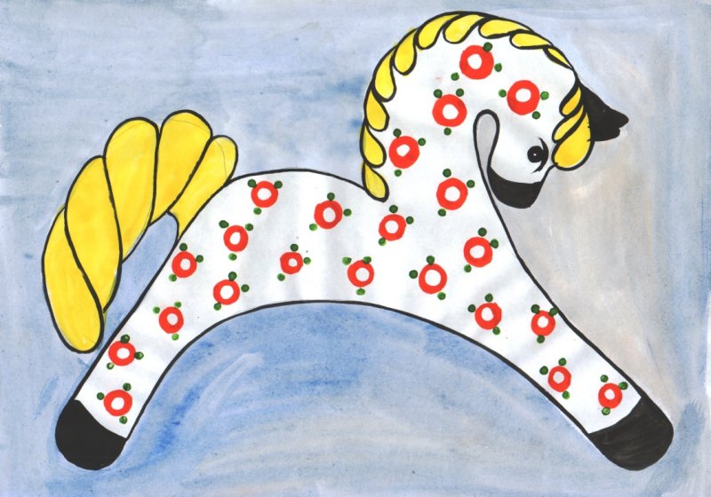 Народная игрушка лошадка Дымковская