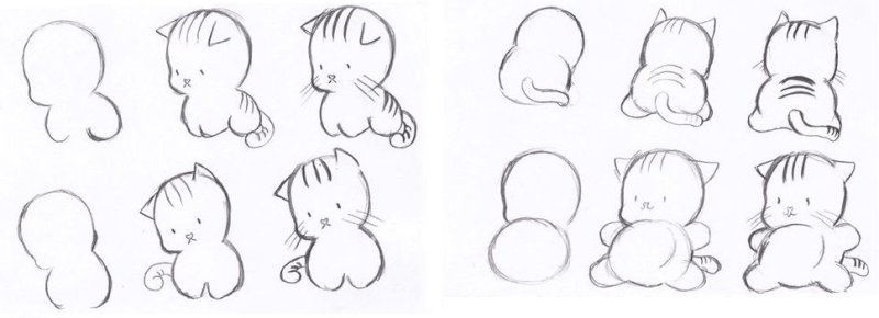 Кошки милые поэтапно