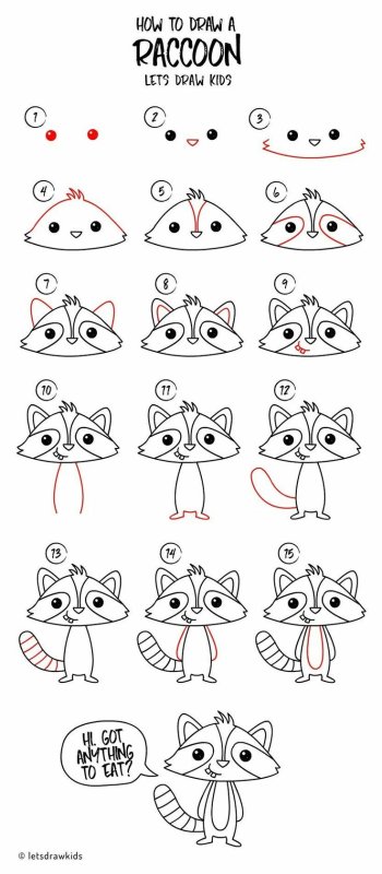 Как нарисовать енота легко