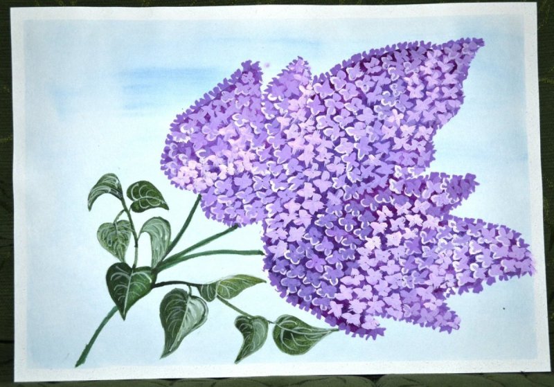 Букет сирени ватными палочками