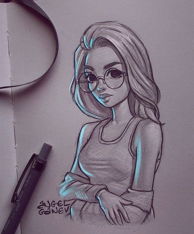 Рисунок девушки карандашом