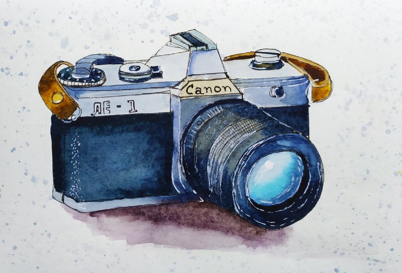 Фотоаппарат акварель