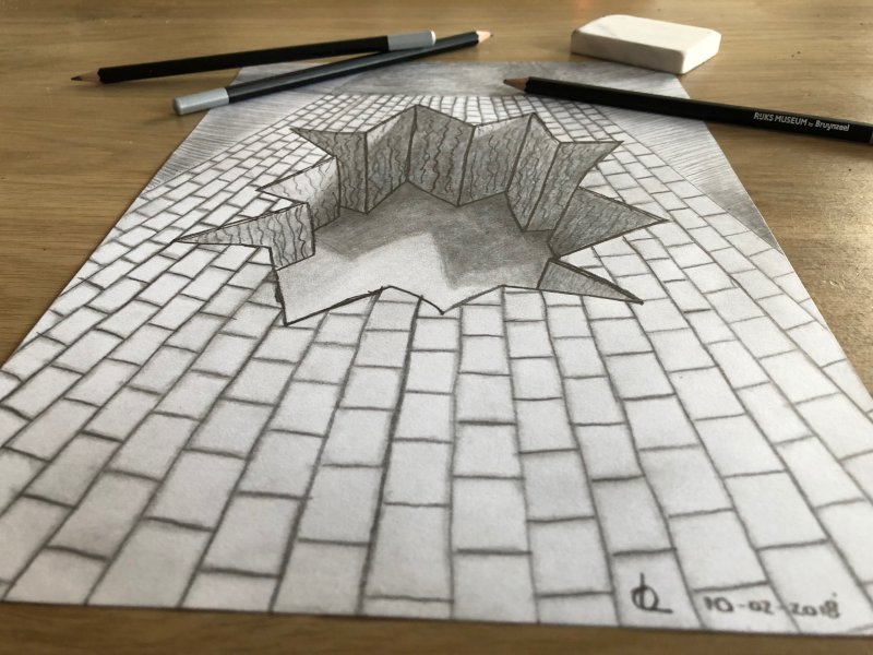 Трехмерные рисунки карандашом
