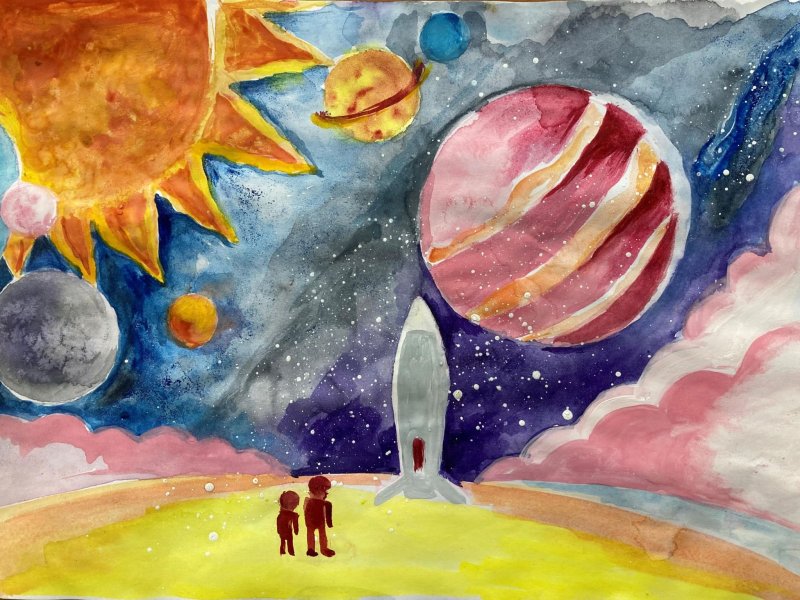 Рисунок космос для срисовки