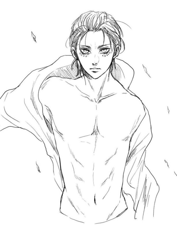 Атака титанов Эрен Йегер раскраска