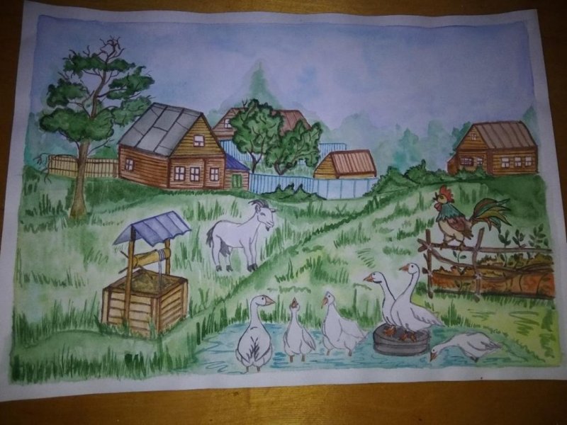 Деревня рисунок