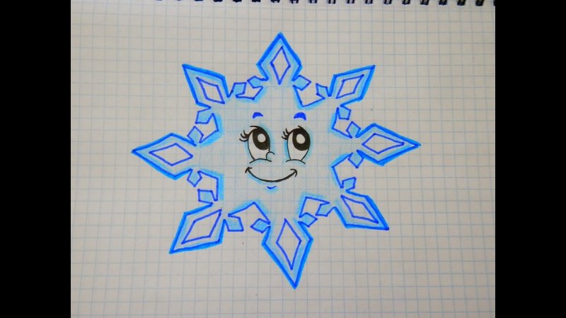 Нарисовать снежинку карандашом