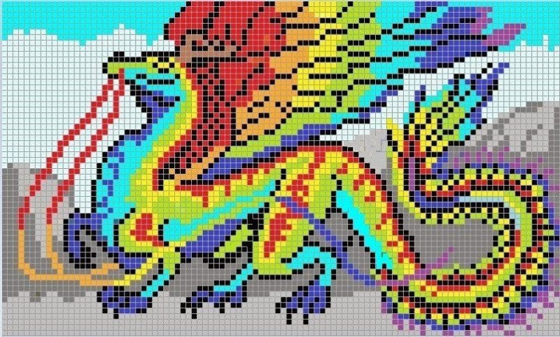 Рисование по клеткам дракон