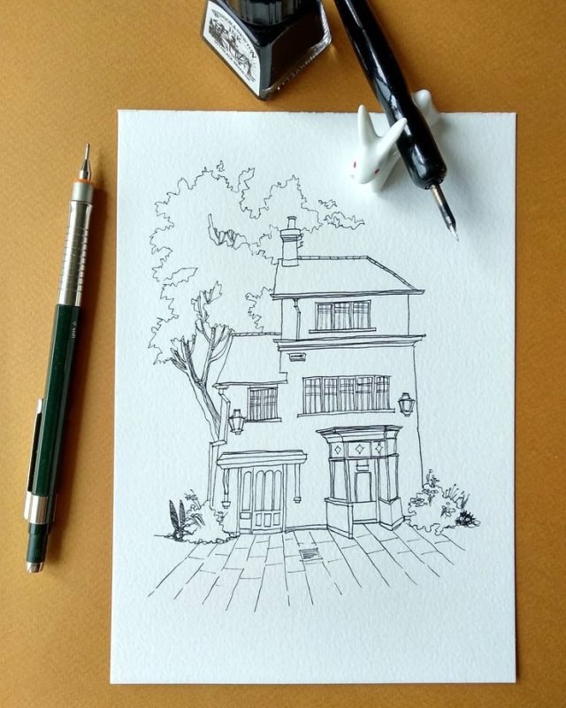 Рисунки в скетчбук дома архитектура