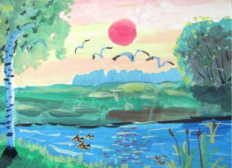 Пейзаж рисунок для детей