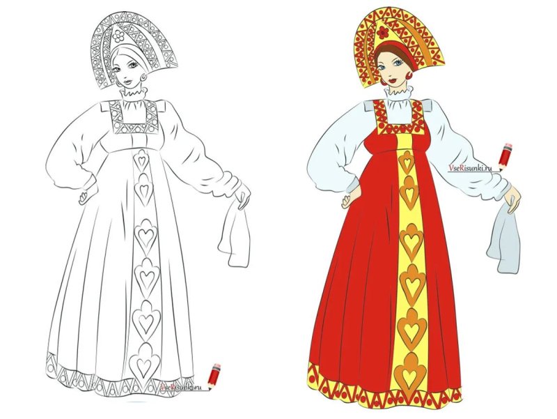 Русско народный костюм рисунок