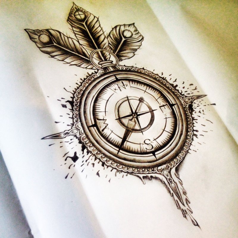 Тату компас роза ветров эскиз