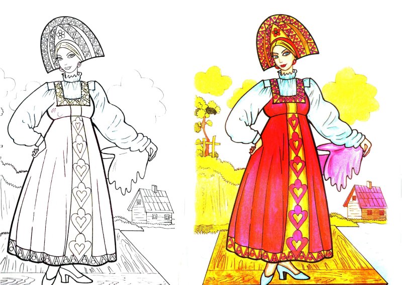 Русский народный костюм рисунок