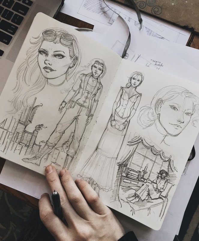 скетчи персонажей для скетчбука