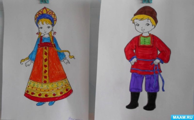 Кукла в национальном костюме рисование