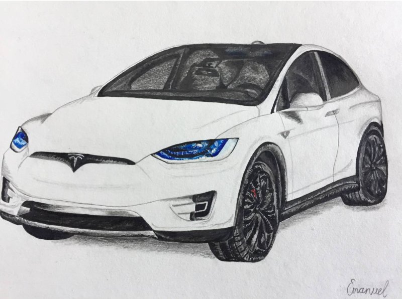 Tesla model x рисунок