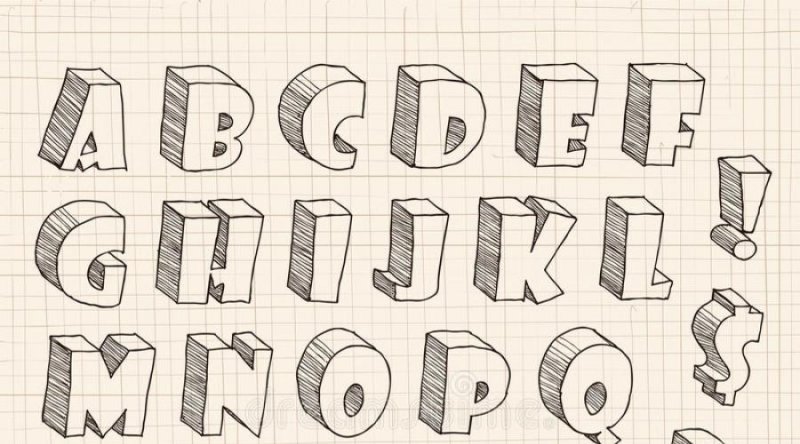 Рисование объемных букв