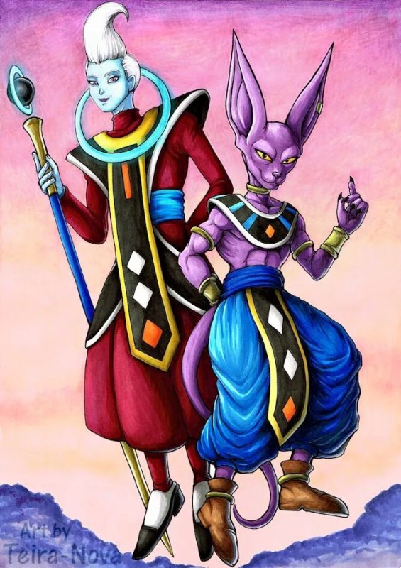 Dragon Ball Whis and Beerus арт