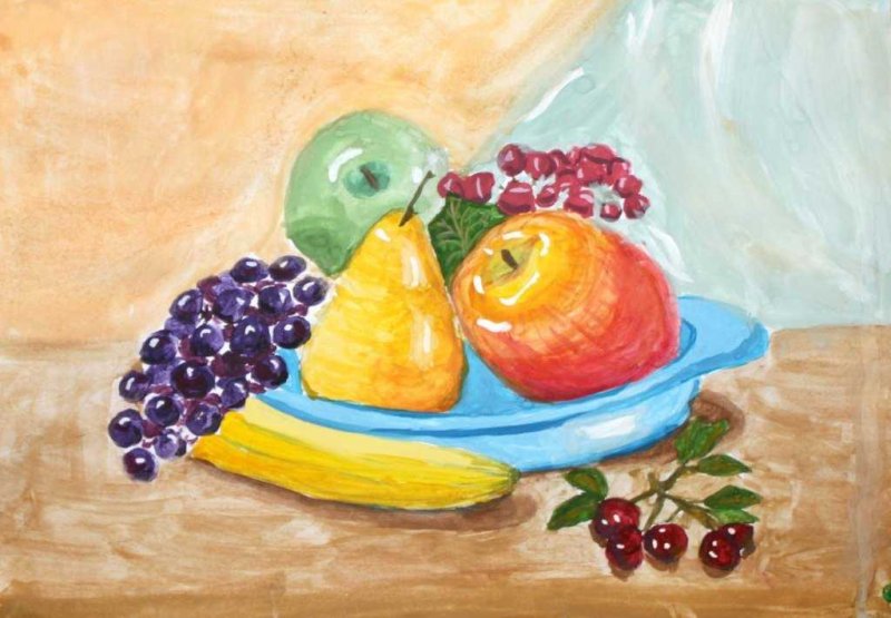 Натюрморт с фруктами рисунок