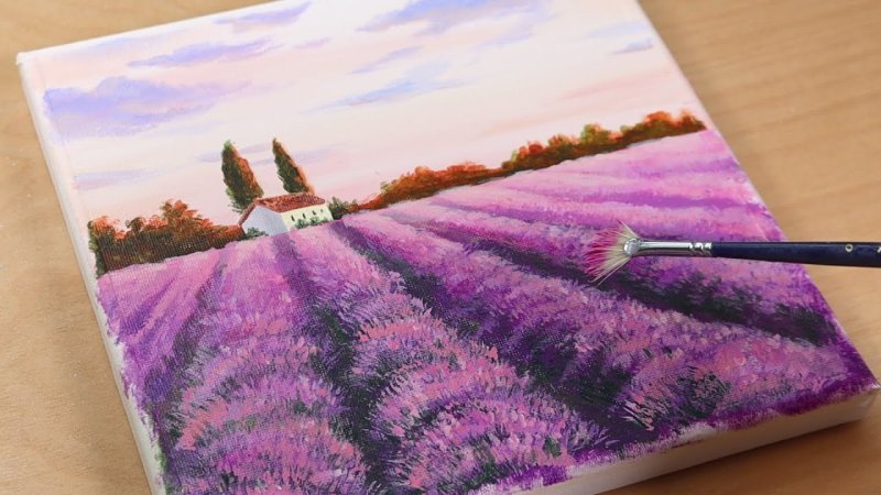 Лавандовые поля картина акрилом