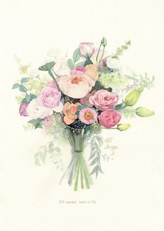 Букет цветов акварелью