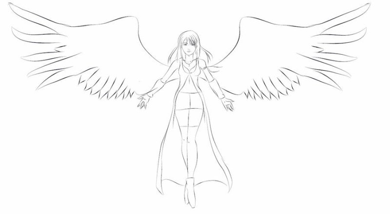 Аниме ангел карандашом