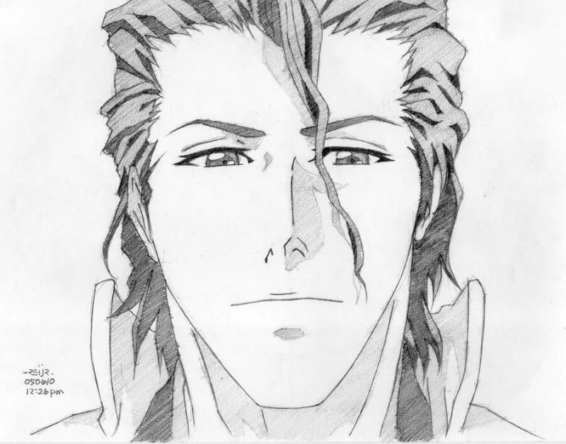 Айзен Соуске карандашом