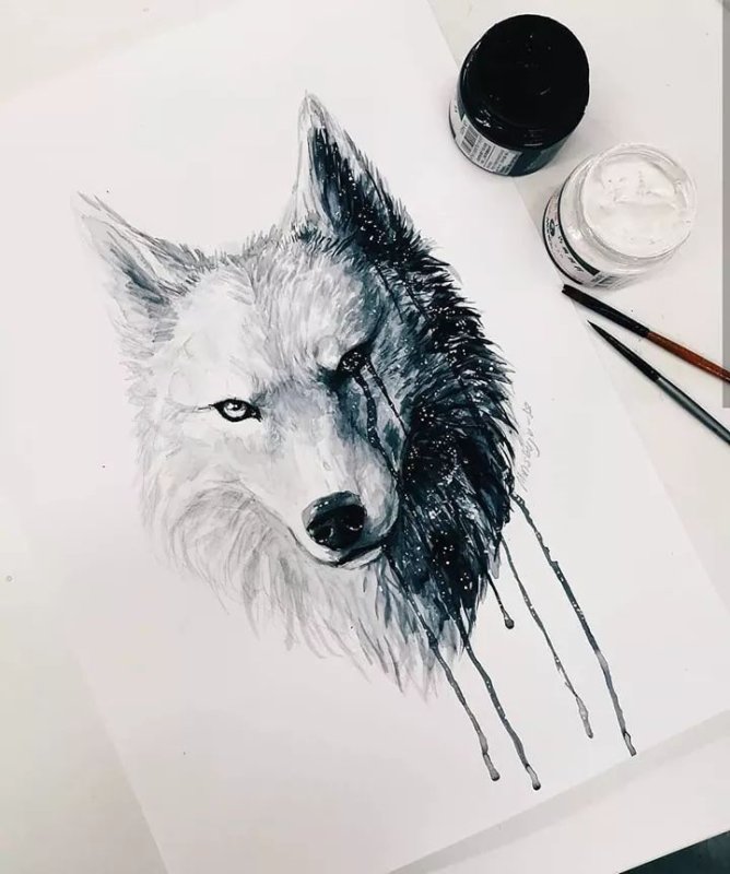 Волк тату эскиз