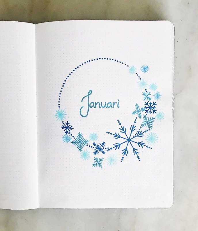 Зимний разворот Bullet Journal