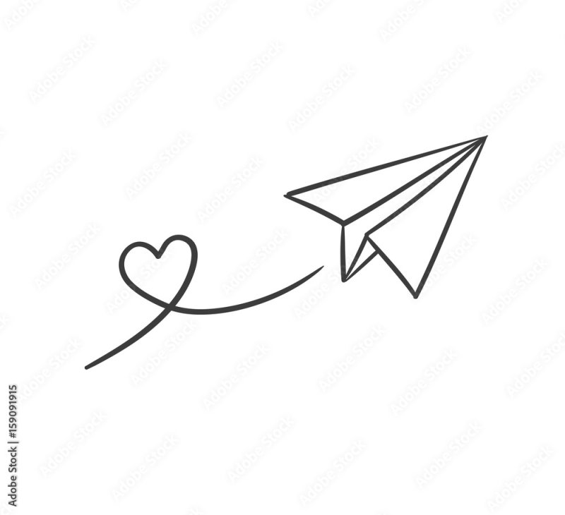 Бумажный самолетик тату эскиз