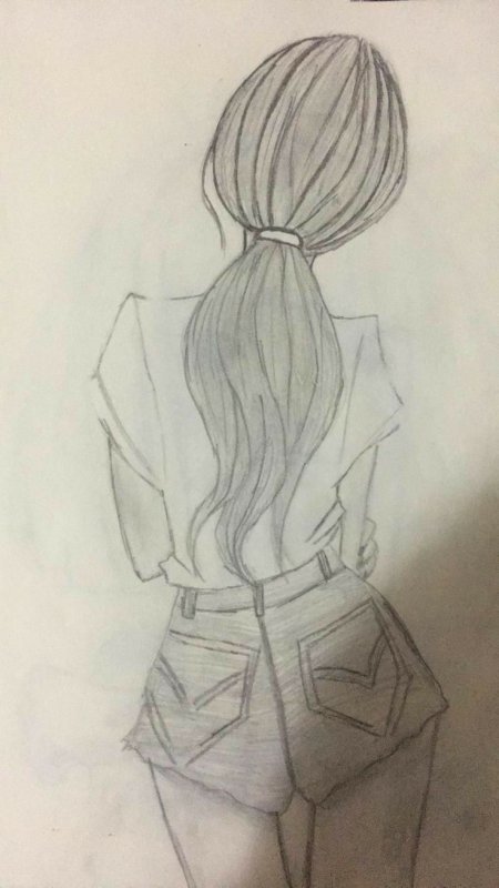 рисунки карандашом девушки со спины