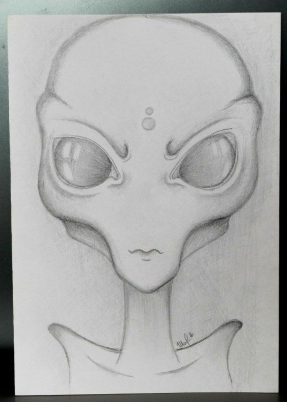 Инопланетянин рисунок карандашом