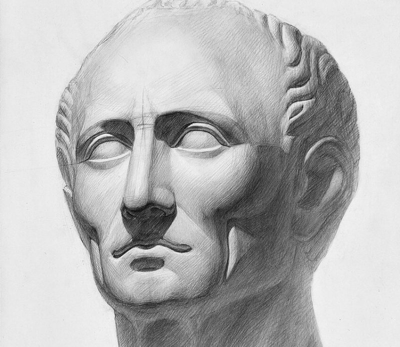 Гай Юлий Цезарь гипсовая голова Академический рисунок