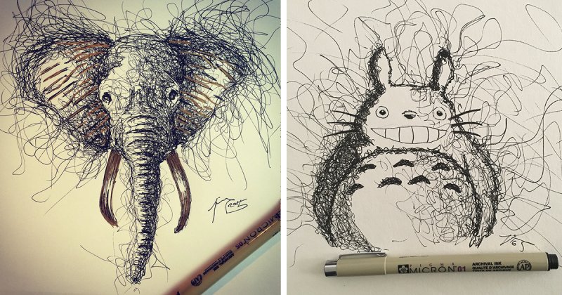 Рисунки линерами цветными