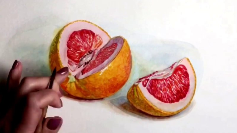 Рисуем фрукты акварелью