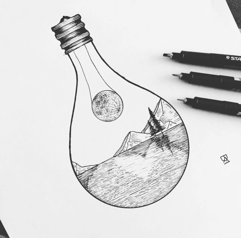 Красивые рисунки черной ручкой