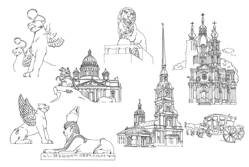 Раскраска Санкт-Петербург Смольный собор