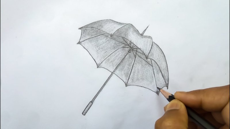 Зонтик рисунок карандашом