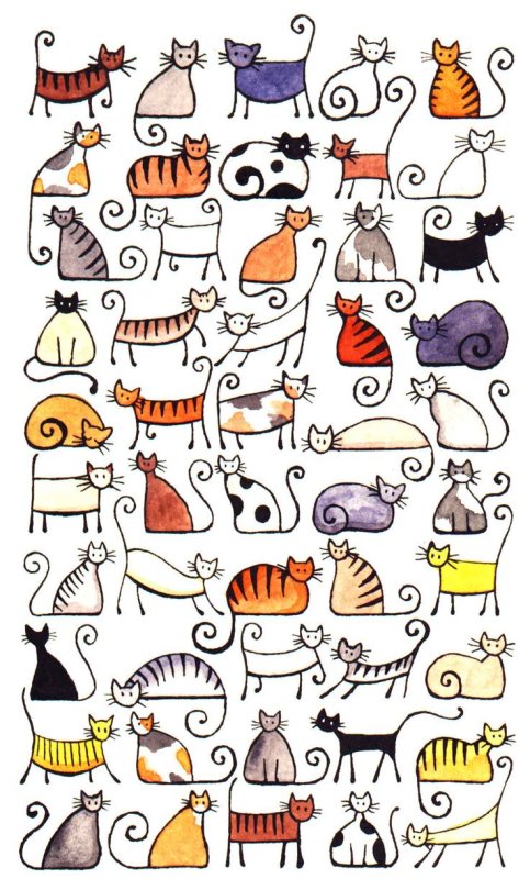 Рисунки котиков мультяшных