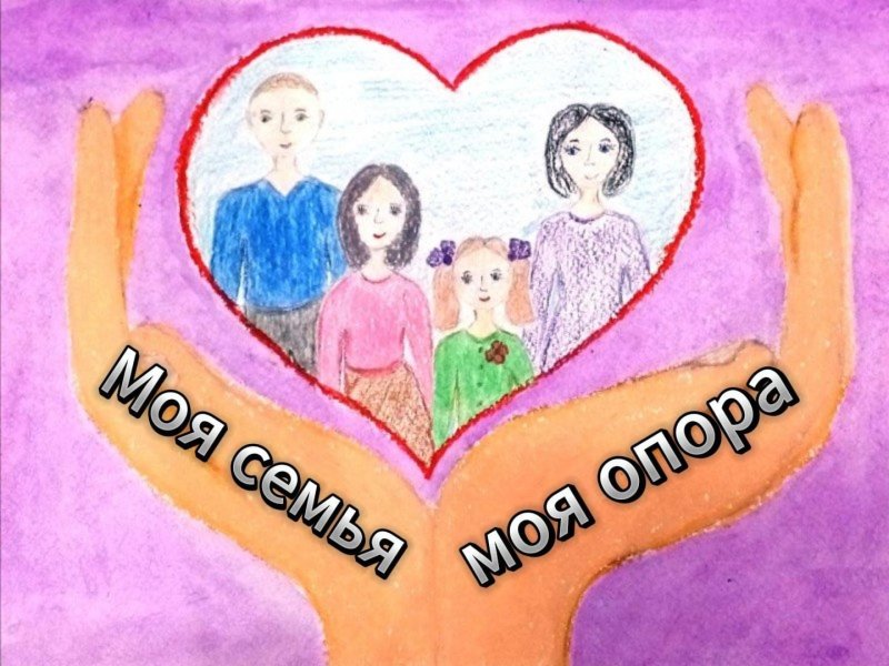 Детские рисунки на тему семья
