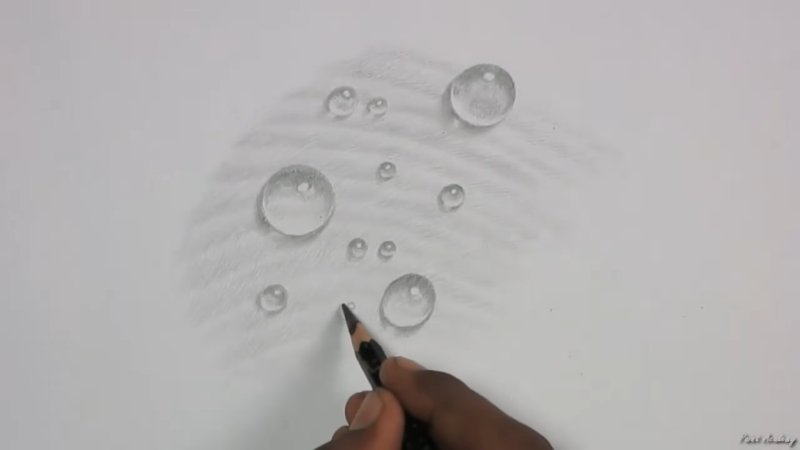 Капли воды карандашом