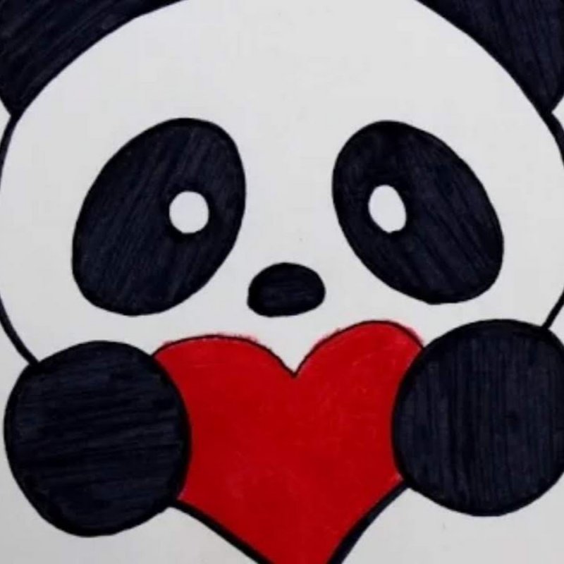 панда с сердечком
